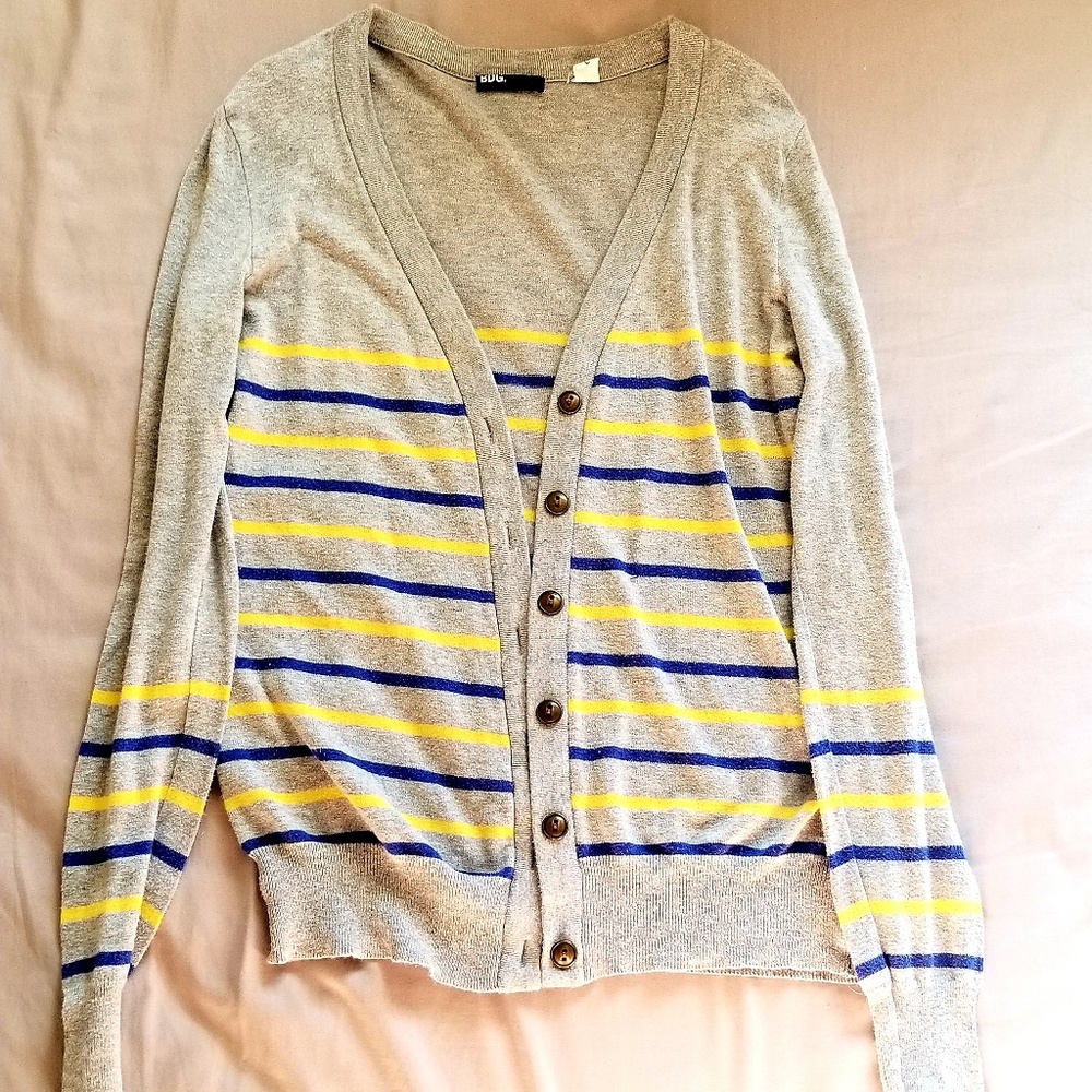 NWOT Urban Outfitters BDG Grey Cardigan w Stripes